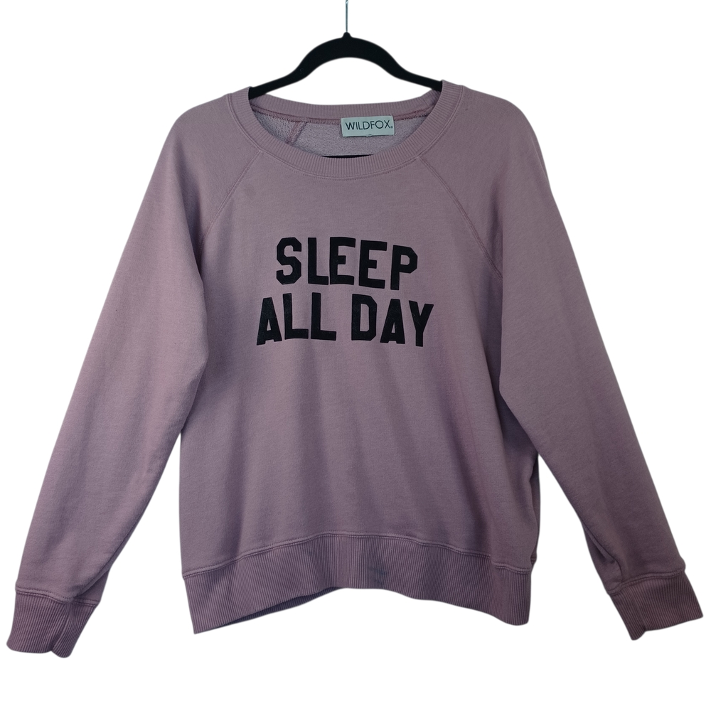 WILDFOX Sweatshirt Women Small Sleep All Day Dance All Night Pullover Elderberry